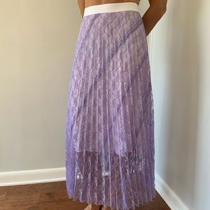 Purple Lace Overlay Skirt - Sandro Paris